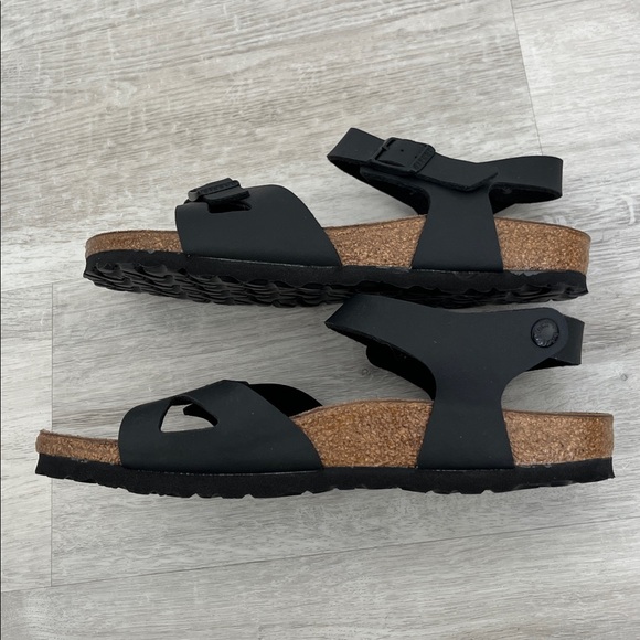 Birkenstock Black Leather Rio Birko Flor Sandals Shoes Arch Support NEW Wmns 40 - Picture 5 of 10